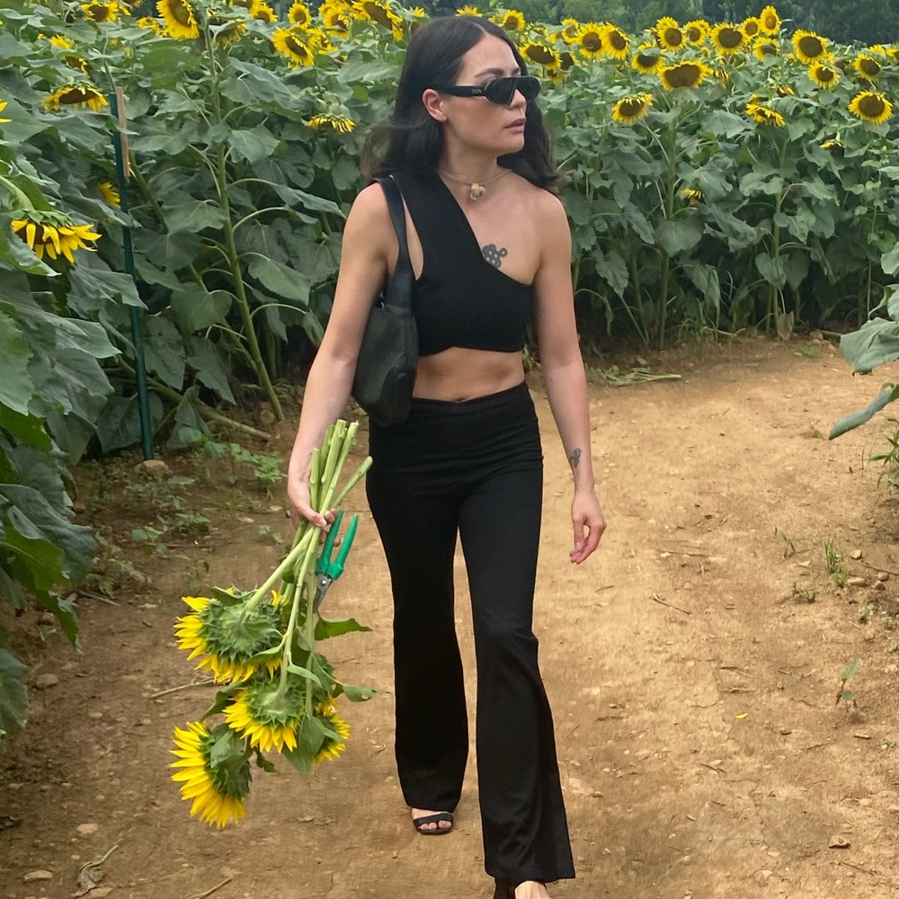 Black Asymmetrical Top & Leggings Set